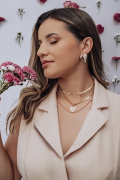 Coração Lisa/Cravejado Dourado - Permita-se Acessórios