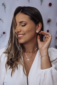 Coração Cravejado Rosa Dourado - comprar online