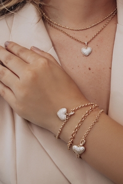 Pulseira Coração Cravejado Dourado - comprar online