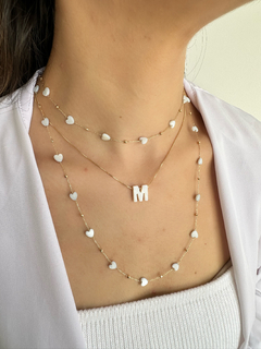 Choker Coração Madrepérola Dourado