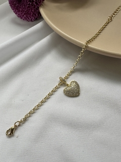 Pulseira Coração Cravejado Dourado na internet