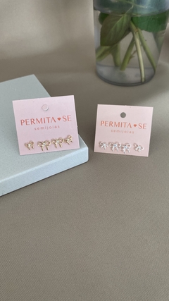 Dupla mini laço prata - comprar online