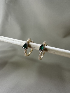 Argola Verde Esmeralda Dourado - comprar online