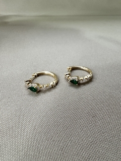 Argola Verde Esmeralda Dourado - Permita-se Acessórios