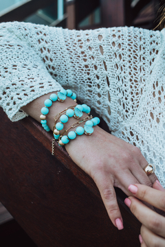 Pulseira Gota Azul Dourado
