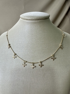 Choker Bolinha com Pingente Espirito Santo Dourado