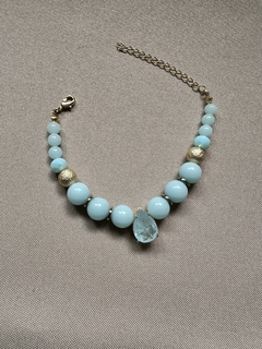 Pulseira Gota Azul Dourado - Permita-se Acessórios