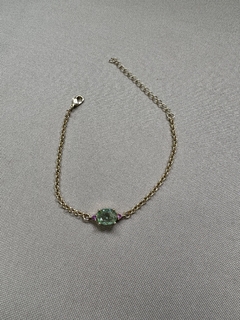 Pulseira Pedra Verde e Rosa Dourado na internet