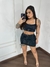 Conjunto Cropped e Saia Brilho Preto - comprar online