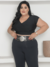 Cropped Plus Size Transpassado Manga Curta