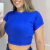 BLUSINHA BASICA CROPPED CANELADO CASUAL GOLA ALTA na internet
