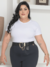 T-Shirt Básica Viscolycra Plus Size Lisa Branca Lary