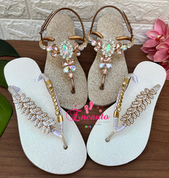 Sandália Twister glitter dourada com peça rosé - comprar online