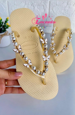 Slin amarelo bebê borboleta com pérolas