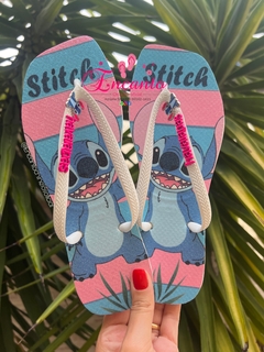 Slin Square estampado Sticth Verão azul/rosa