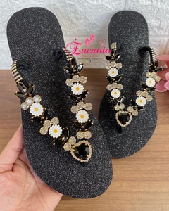 slin glitter preta com peça margarida - comprar online