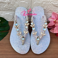 Slin glitter prata boreal com peça cristal