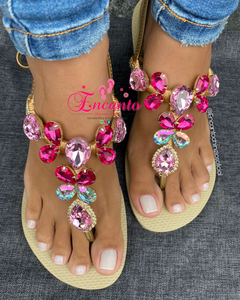 Sandália Twister areia com peça rosa pink - comprar online