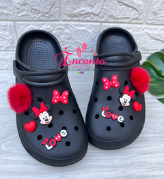 Babuche preto Minnie vermelha