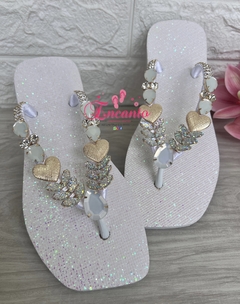 Slin Square branca glitter boreal/opalina coração luxo - comprar online