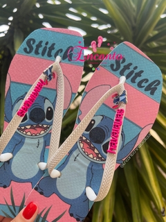 Slin Square estampado Sticth Verão azul/rosa - Encanto Chinelos Oficial