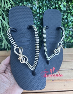 Slin Square preta laçinho metal strass - comprar online