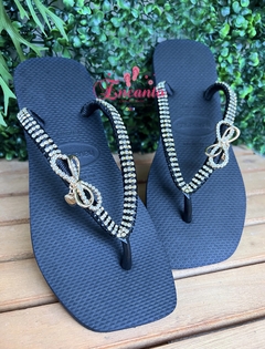 Slin Square preta laçinho metal strass