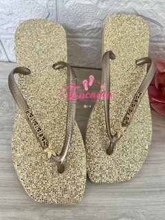 Slin Square glitter dourado plaquinha/estrela