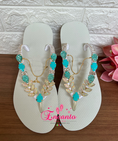 Slin branca com peça sereia azul tiffany - comprar online