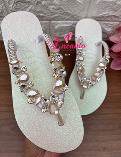 Slin glitter branco boreal peça pedrinhas pérolas - comprar online