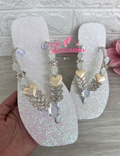 Slin Square branca glitter boreal/opalina coração luxo na internet