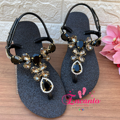 Sandália Twister glitter preto