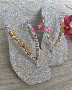 Slin Square glitter prata com piercing borboleta
