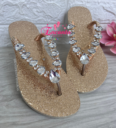 Slin Glitter dourado peça cristal luxo
