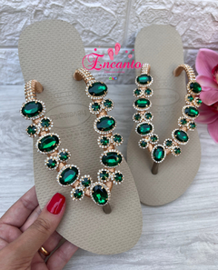 Slin areia com peça Jade verde
