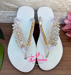 Slin Branca com glitter folhagens e nome!