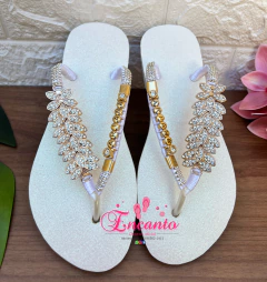 Slin Branca com glitter folhagens e nome!
