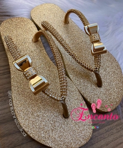 Slin glitter laçinho dourado - comprar online