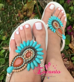 Slin branca cocar azul