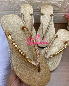 Slin glitter dourada com nome - comprar online