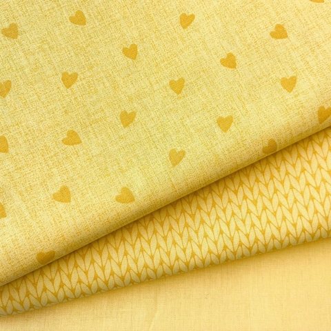 Kit 3 estampas tecido tricoline amarelo Fernando Maluhy