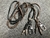 2 Terminales Cuerda y 2 Calaveras, todos de Plata Esterlina 925 maciza & Crossbody/Collar de Cuero Genuino con tres cabos dobles, Marrón o Negro.-CP30 - B|A|B Leather Goods