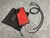 Imagen de Funda/Soporte Cuero para iPhone/Samsung. 2 Terminales Cuerda, 2 Eslabones y 6 Argollas, de Plata 925 & Crossbody/Collar Cuerda Elástica Negra.- KC29