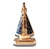Enfeite Imagem de Nossa Senhora Aparecida dupla face, metal dourado, adesivo auto colante
