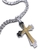 Corrente Grossa Lisa Aço Inox + Pingente Crucifixo Oração Pai Nosso Cruz Dourada - comprar online