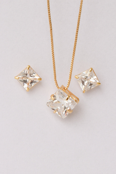 Conjunto Ponto de Luz Zircônia Quadrada