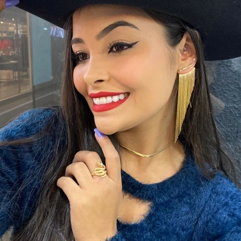 Brinco Franja M Banhado a Ouro 18k