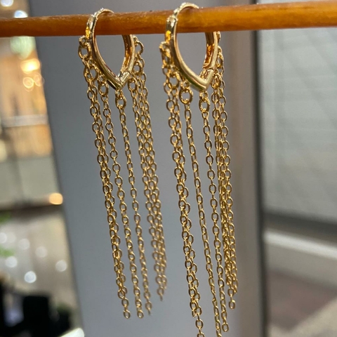 Brinco Articulado Correntes Banhada a Ouro 18k