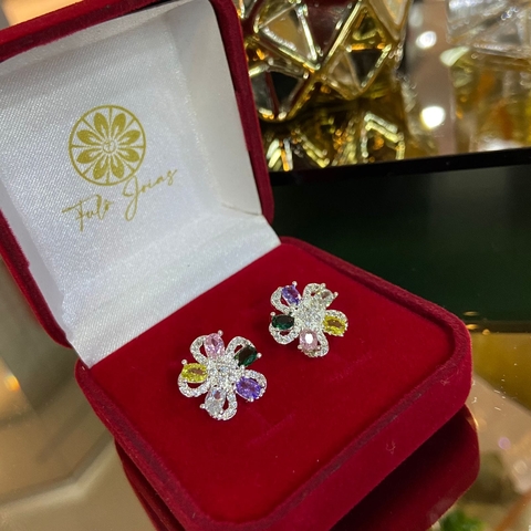 Brinco Flor Color Banhado a Prata