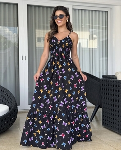 Vestido Borboleta Preto Tamanho único Crepinho - loja online